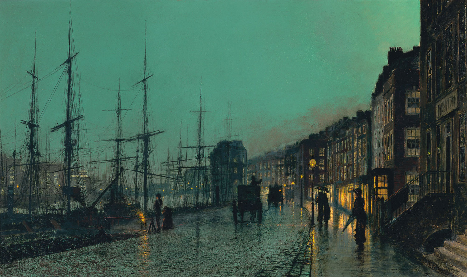 Shipping on the Clyde by John Atkinson Grimshaw- Famous Art - Handmade Oil Painting on Canvas