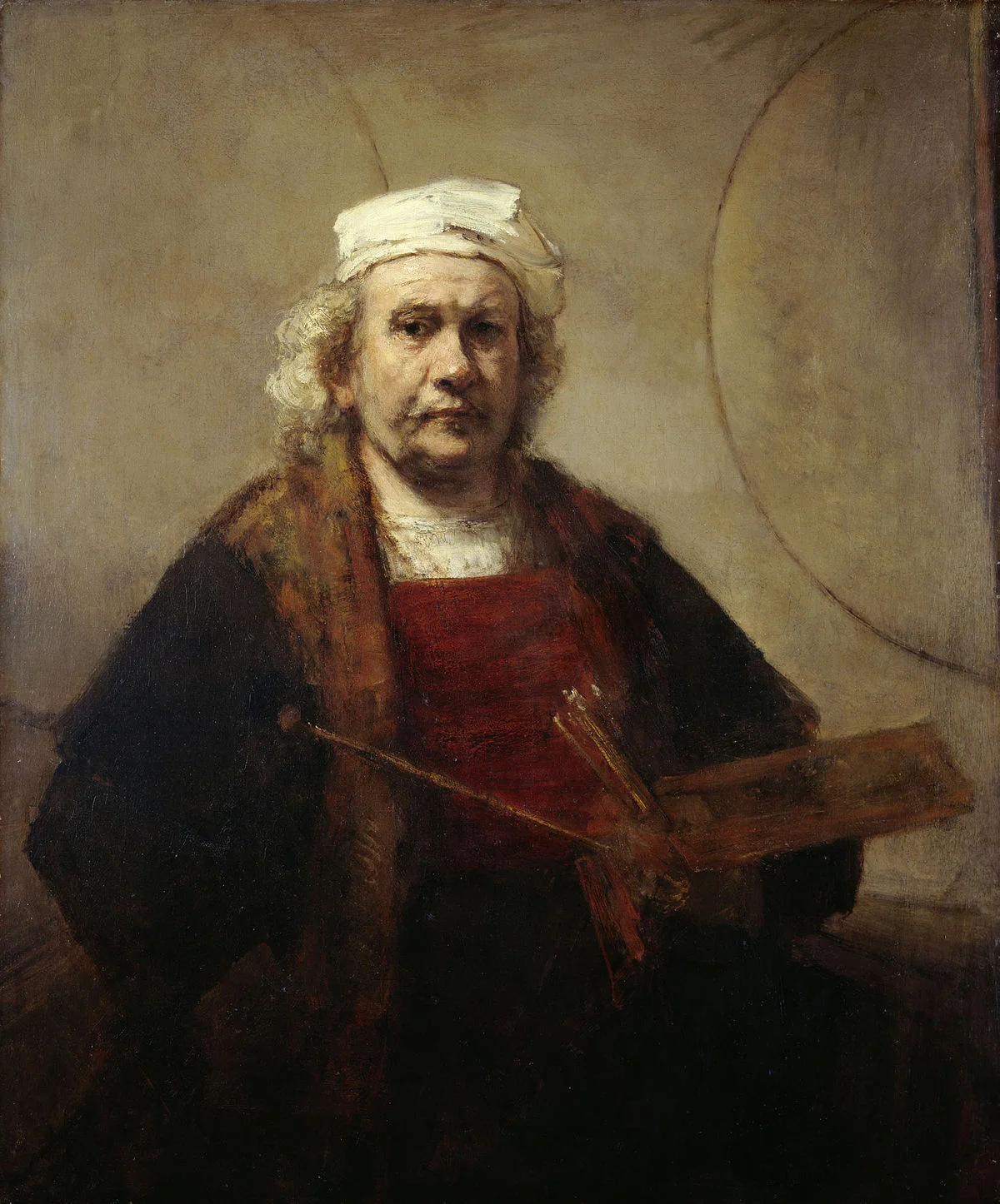 Self-Portrait with Two Circles by Rembrandt - Famous Art - Handmade Painting on Canvas