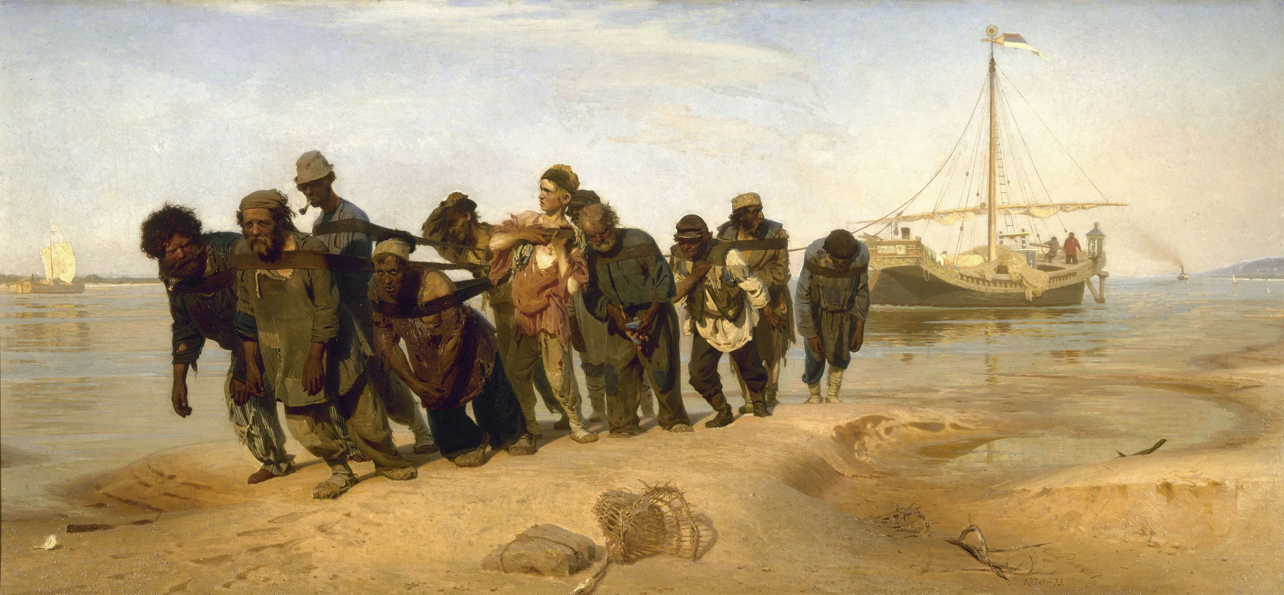 Barge Haulers On The Volga by Ilya Repin - Famous Art - Handmade Oil Painting on Canvas