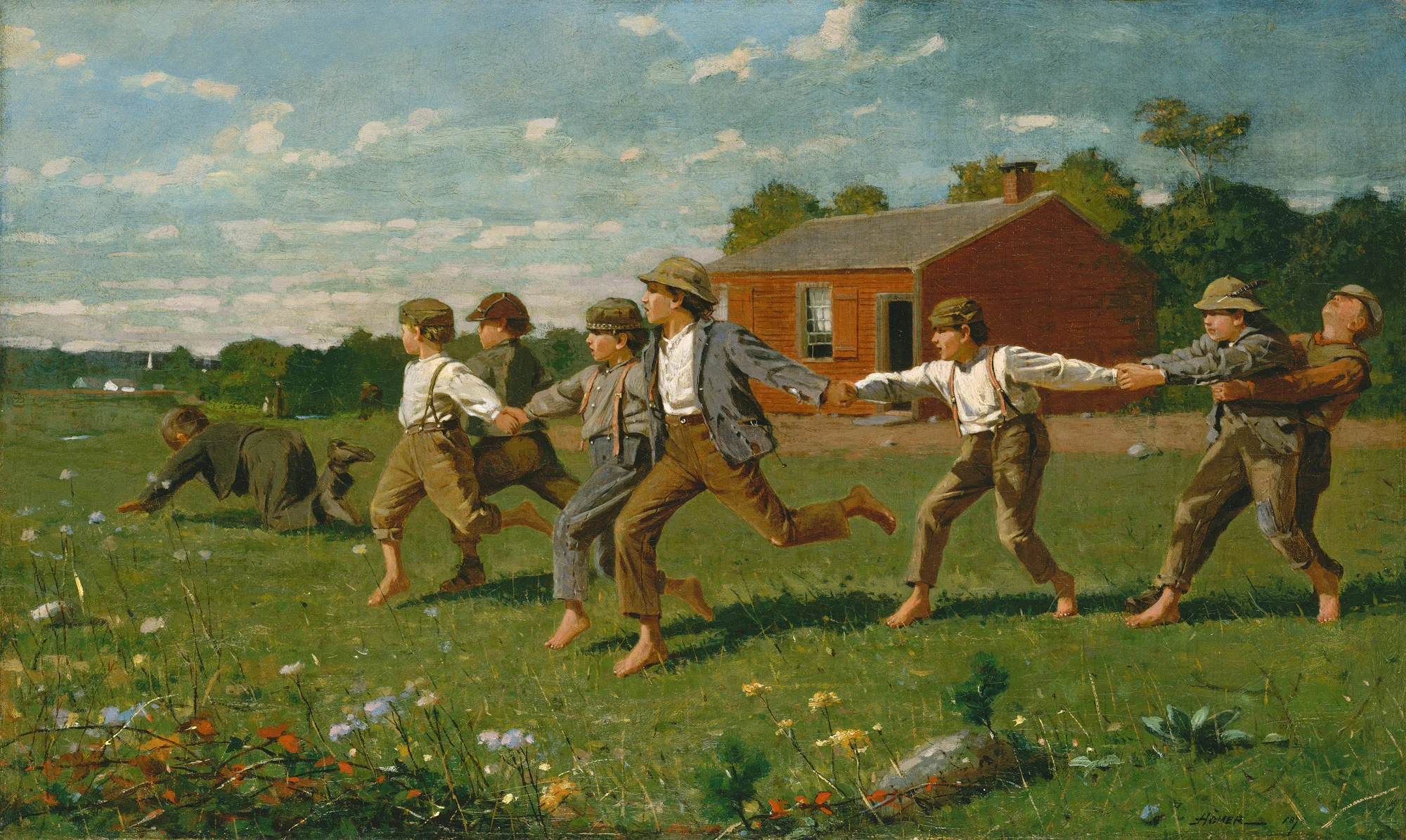 Snap the Whip by Winslow Homer - Famous Art - Handmade Oil Painting on Canvas