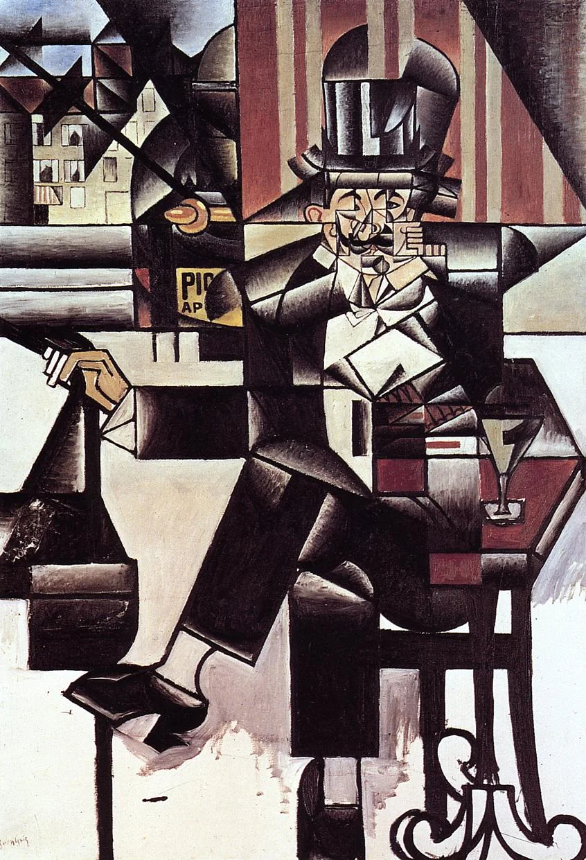 Man in the Café by Juan Gris - Famous Art - Handmade Oil Painting on Canvas