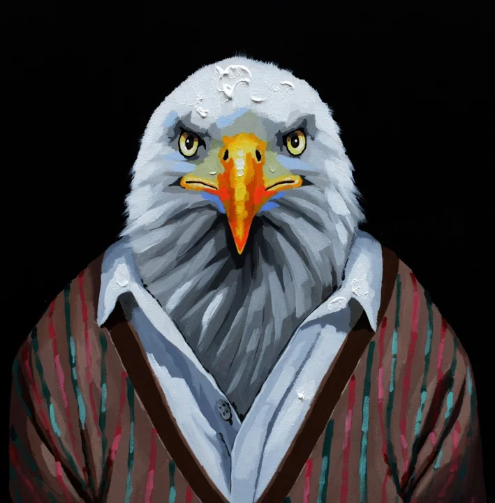 Eagle - Handmade Oil Painting on Canvas - Animal People Portraits
