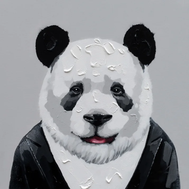 Panda - Handmade Oil Painting on Canvas - Animal People Portraits