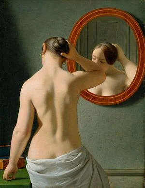 a-nude-woman-doing-her-hair-before-a-mirror-by-cw-eckersberg-famous-art-handmade-oil-painting-on-canvas