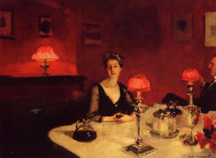A Dinner Table At Night By John Singer Sargent - Famous Art - Handmade Oil Painting On Canvas