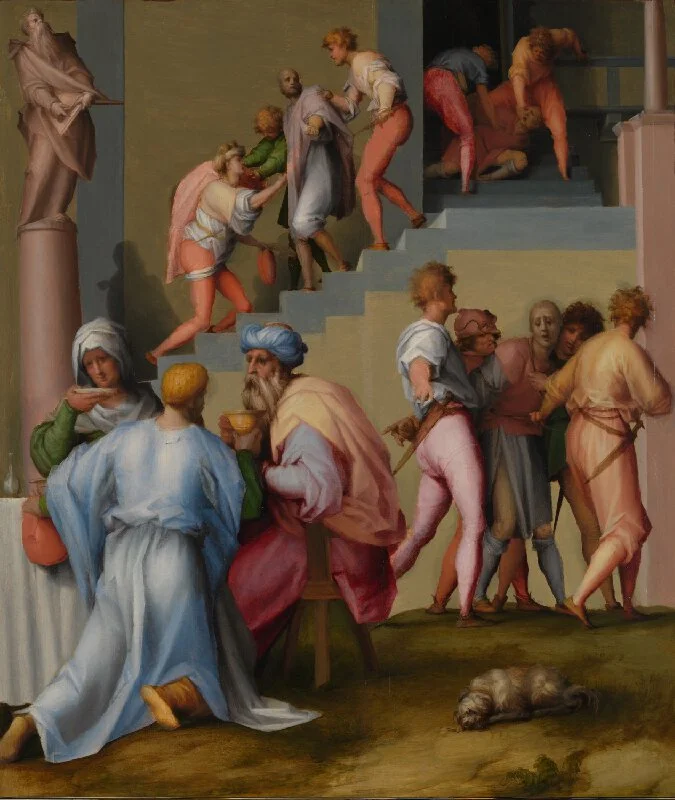 pharaoh-with-his-butler-and-baker-by-jacomo-pontormo-famous-art-handmade-oil-painting-on-canvas