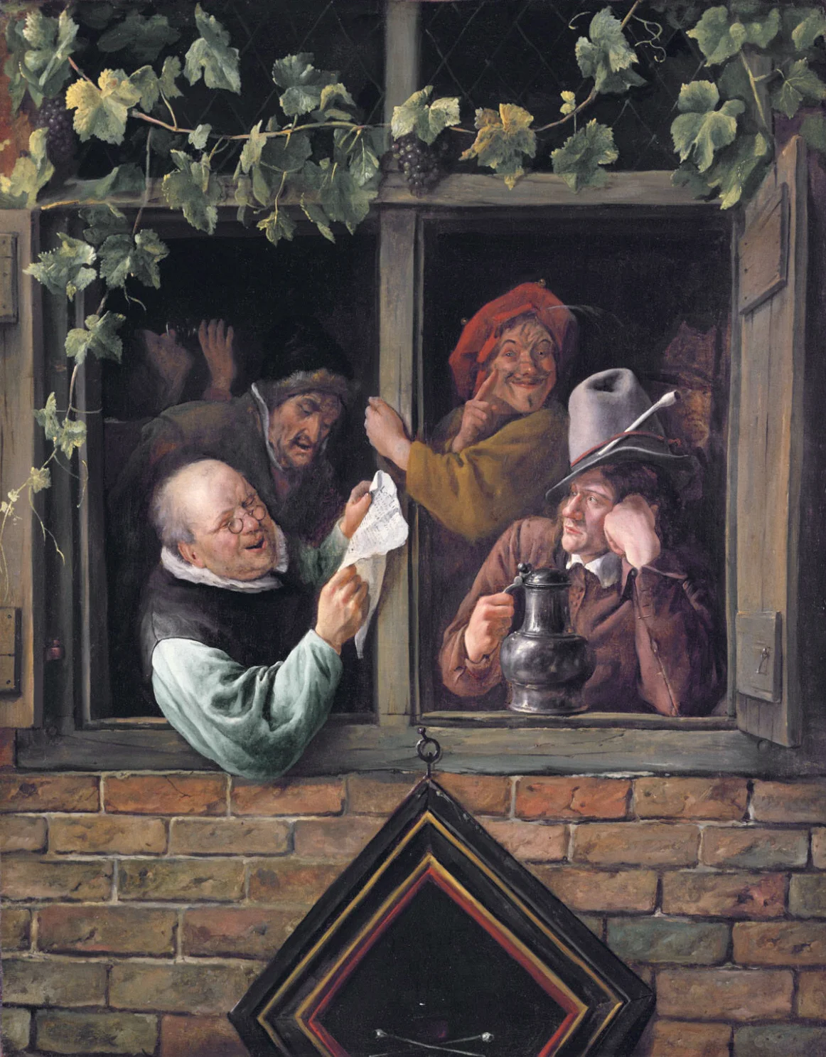 rhetoricians-at-a-window-by-jan-steen-famous-art-handmade-oil-painting-on-canvas