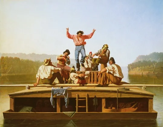 the-jolly-floatboatmen-by-george-caleb-bingham-famous-art-handmade-oil-painting-on-canvas