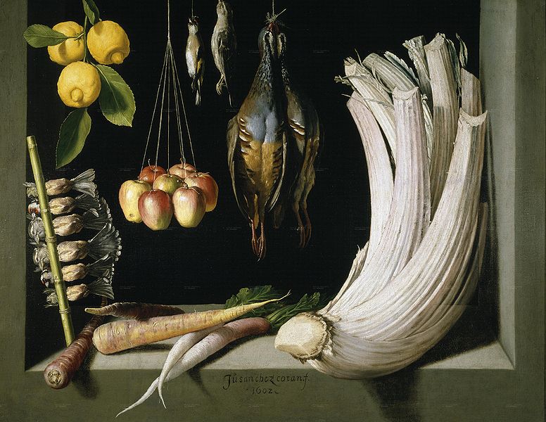 still-life-with-game-fowl-vegetables-and-fruits-by-juan-sanchez-cotan-famous-art-handmade-oil-painting-on-canvas