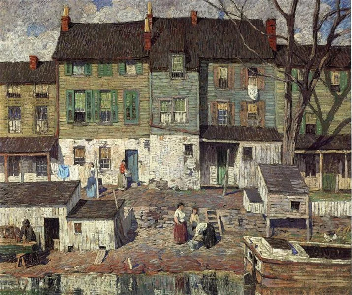 on-the-canal-new-hope-by-robert-spencer-famous-art-handmade-oil-painting-on-canvas