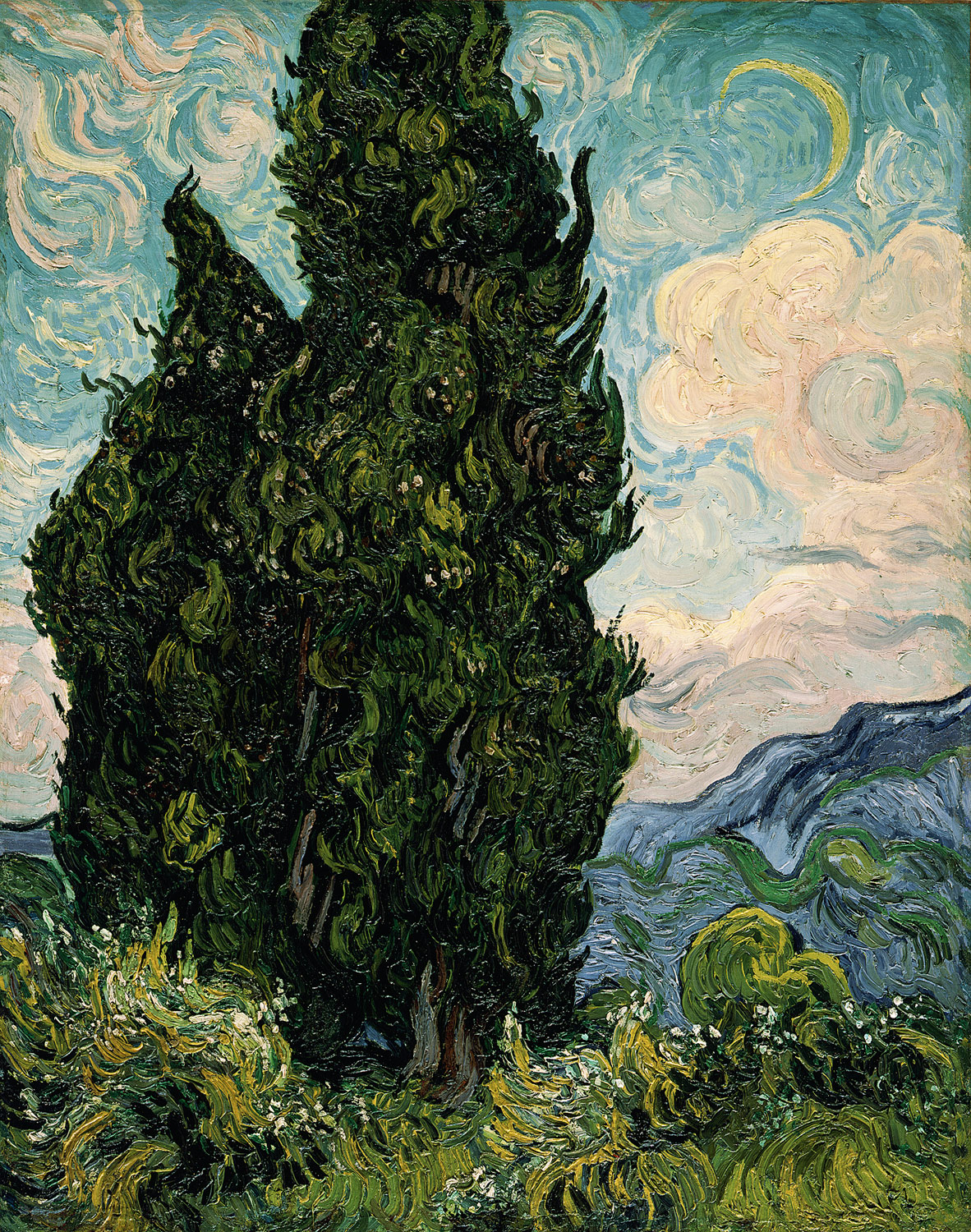 Cypresses by Vincent van Gogh - Famous Art - Handmade Oil Painting