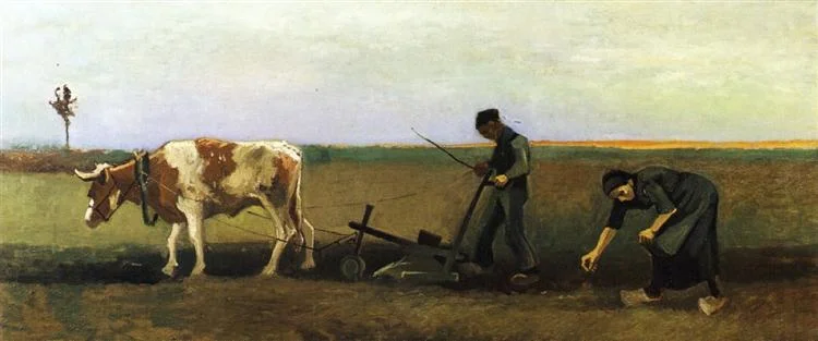 ploughman-with-woman-planting-potatoes-famous-art-handmade-oil-painting-on-canvas