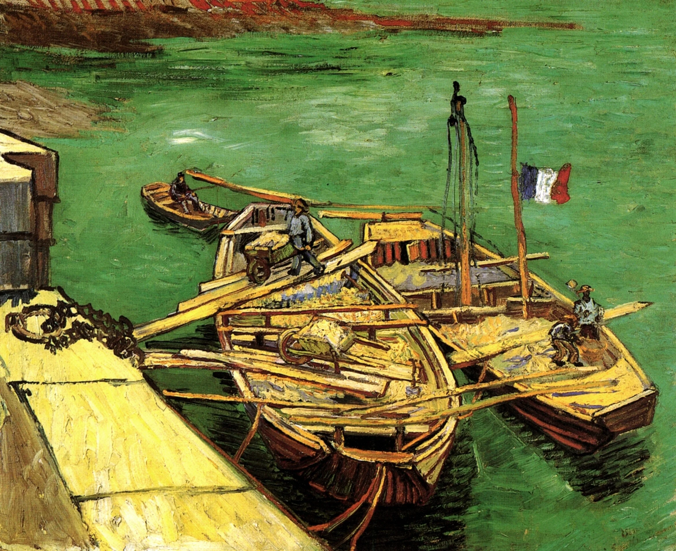 quay-with-sand-barges-famous-art-handmade-oil-painting-on-canvas