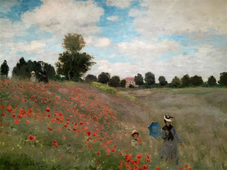 Wild Poppies, near Argenteuil by Claude Monet - Famous Art - Handmade Oil Painting on Canvas