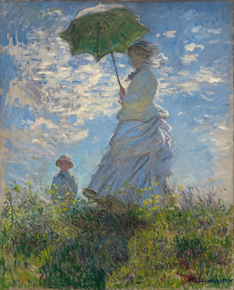 Woman with a Parasol, Madame Monet and Her Son by Claude Monet - Famous Art - Handmade Oil Painting on Canvas