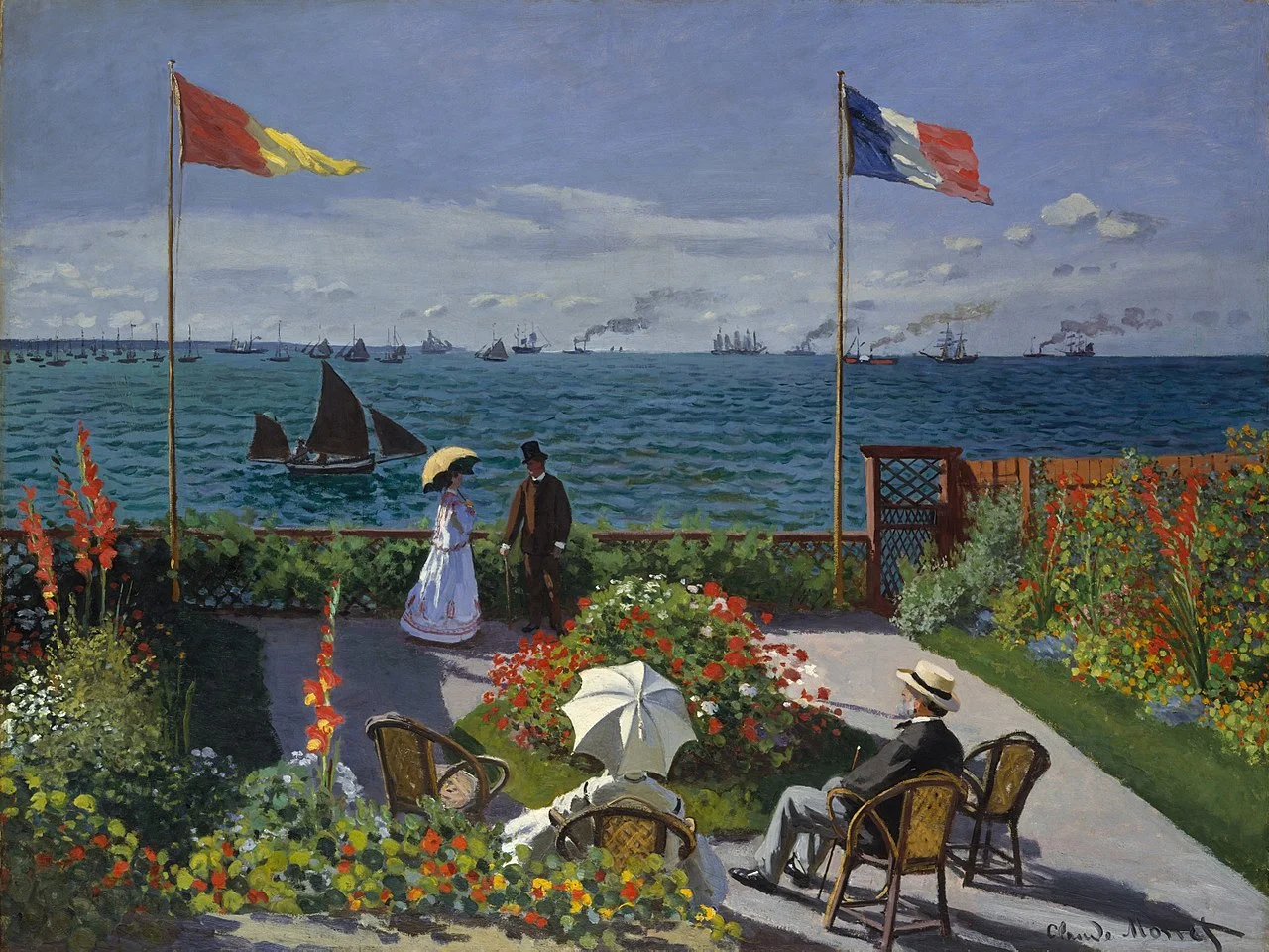 Garden at Sainte-Adresse by Claude Monet - Famous Art - Handmade Oil Painting on Canvas