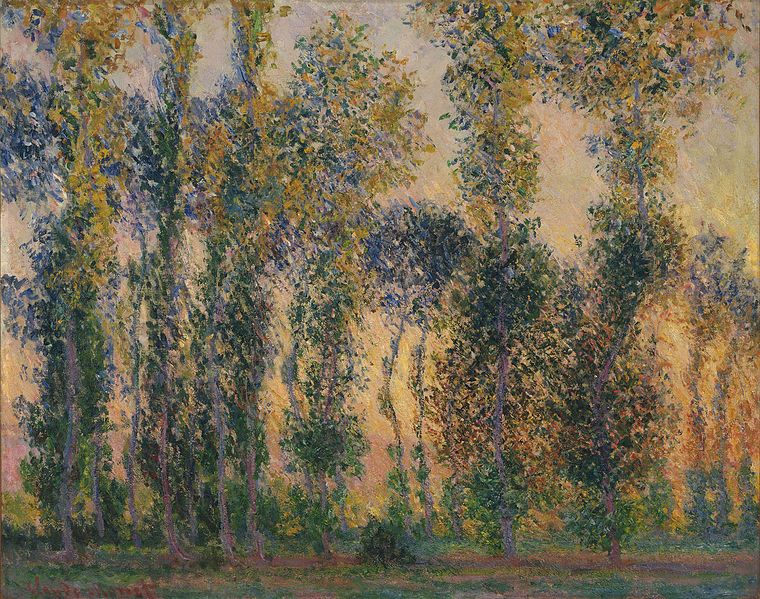 Poplars at Giverny, Sunrise by Claude Monet - Famous Art - Handmade Oil Painting on Canvas