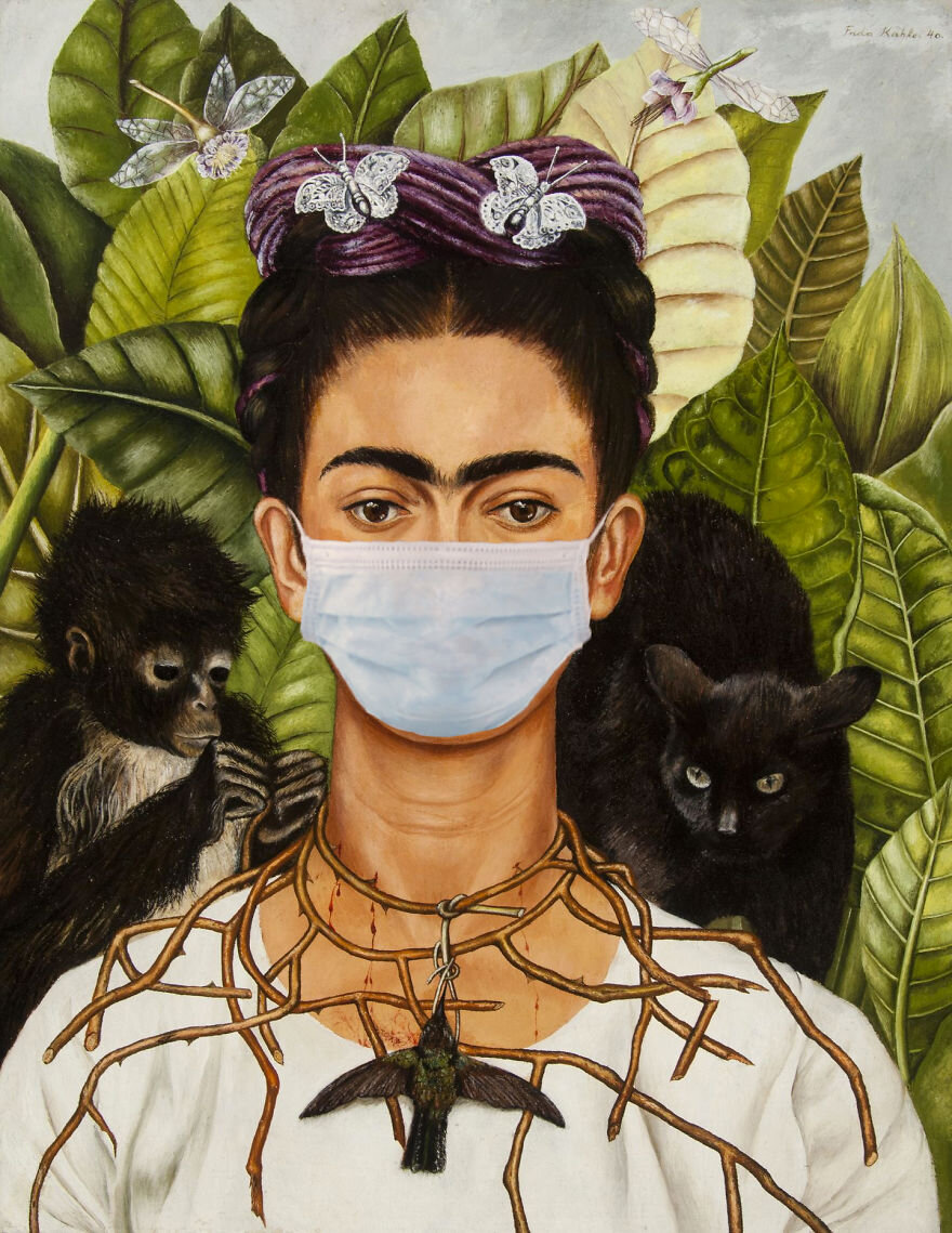 self portrait with thorn necklace and hummingbird by frida kahlo 1940.jpg