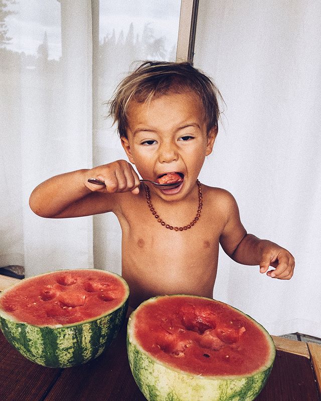 Your one in a melon my boy!! 🍉The many faces of ROCA doing what he does best! 💕 EATING!! &amp; cracking me up! 
This past week we been trying hard to keep it super clean &amp; getting good sleeps to build his immunity for traveling. He did muuuuuch