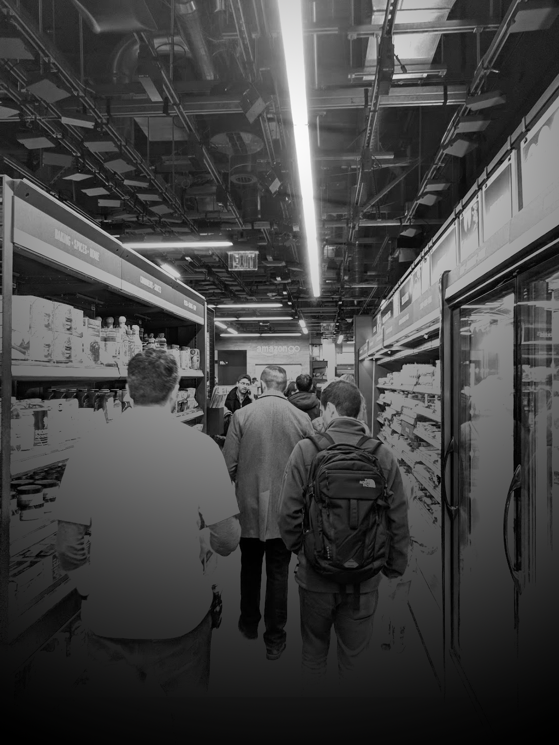 The technology behind Amazon includes a lot of cameras, computer vision, deep learning and “sensor fusions”, which probably include shelf scales measuring the weight of the products and other sensors.