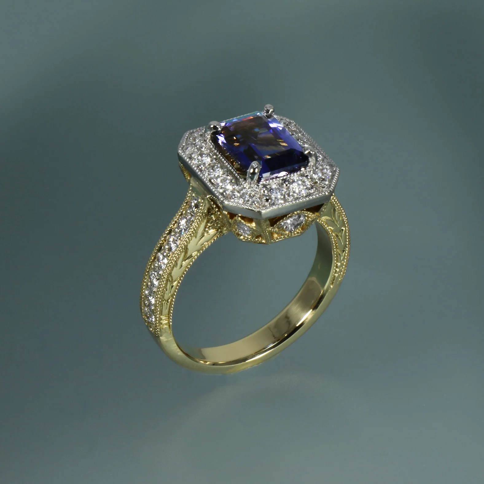 Blue Iolite Diamond Ring GREGORY CRAWFORD FINE JEWELRY DESIGN Highest quality hand made original designs