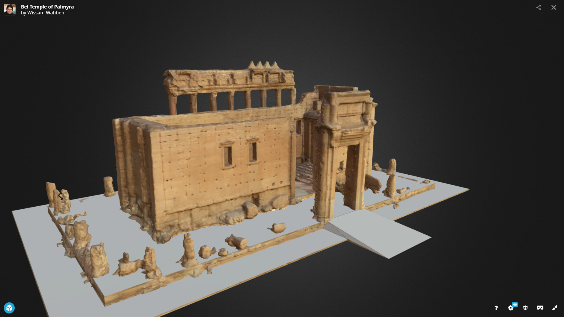 A 3D reconstruction of the Temple of Bel from Palmyra, which was destroyed by the Islamic State in 2015. From within the Rekrei website, users can choose to view all the images in VR - meaning they can freely navigate through 360 degrees of an object, artwork or piece of architecture like this - in a way that has never been done before.