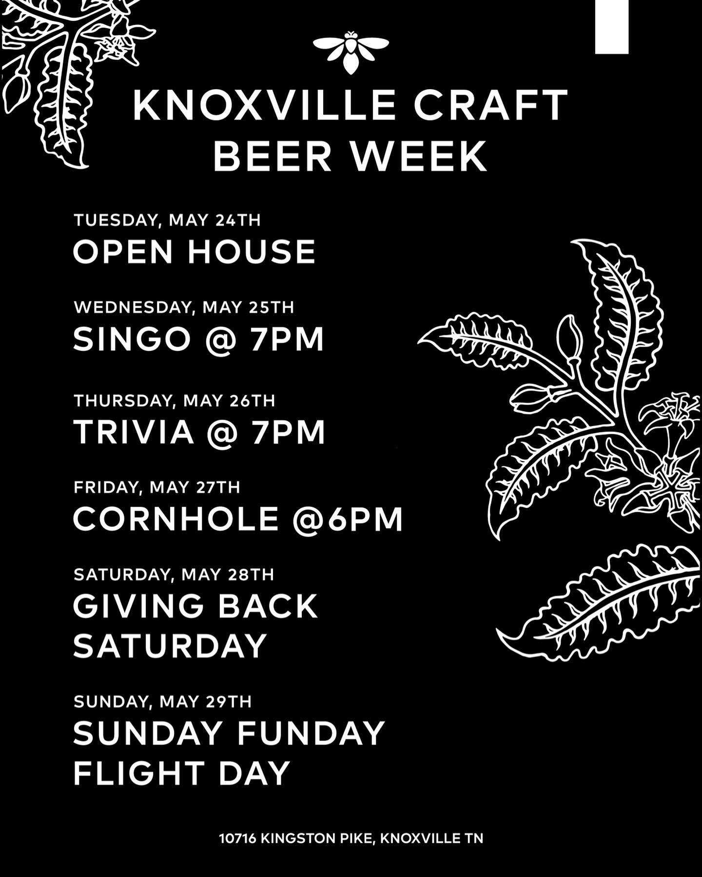 @knoxbeerweek continues and we have a whole calendar of events happening! 

Join us tonight for our open house. We&rsquo;re so excited for Knoxville to sample all the beers we just launched. 

🍺Drop a comment and tell us your favorite.