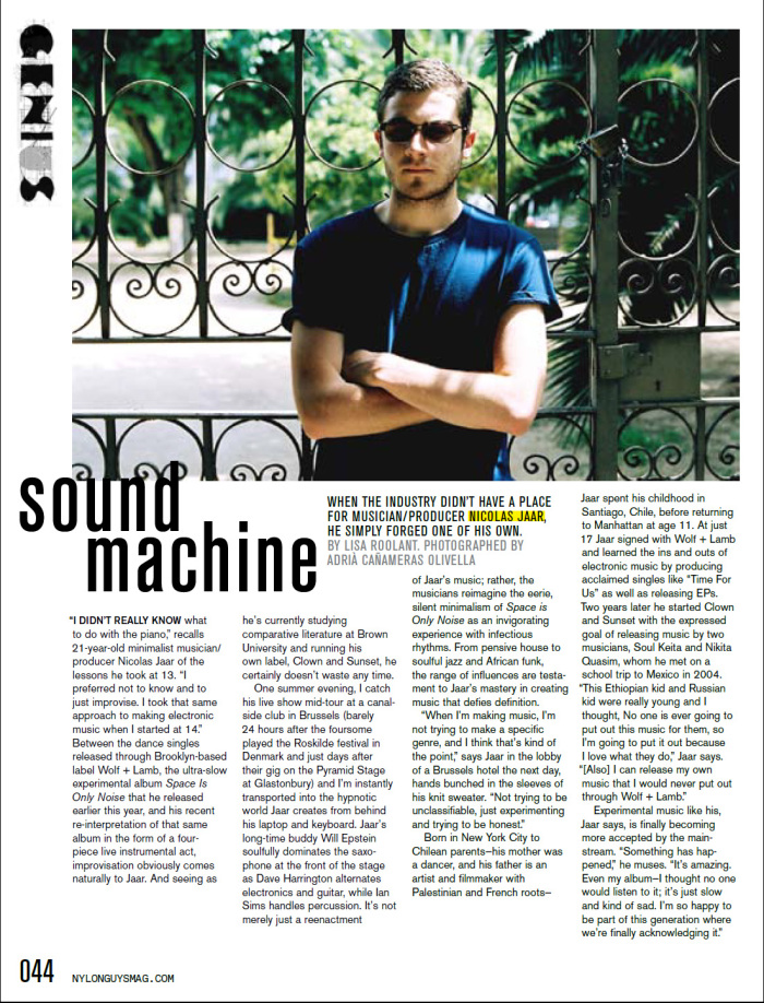 NYLON Guys Magazine, August/September 2011. Genius Profile, Full page spread.
