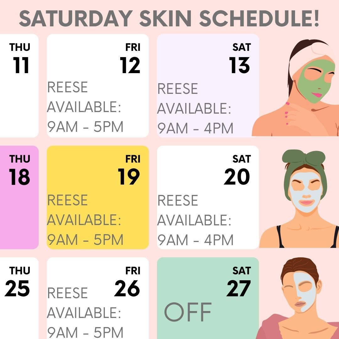 Weekend skin service availability 🧖&zwj;♀️🧖&zwj;♀️

🫧 Treat yourself and your skin to a service with @skin_by_reese at @indulgestudios!

🫧 She has openings Saturday April 13th + 20th

🫧 Call, Email, Text to reserve your spot!