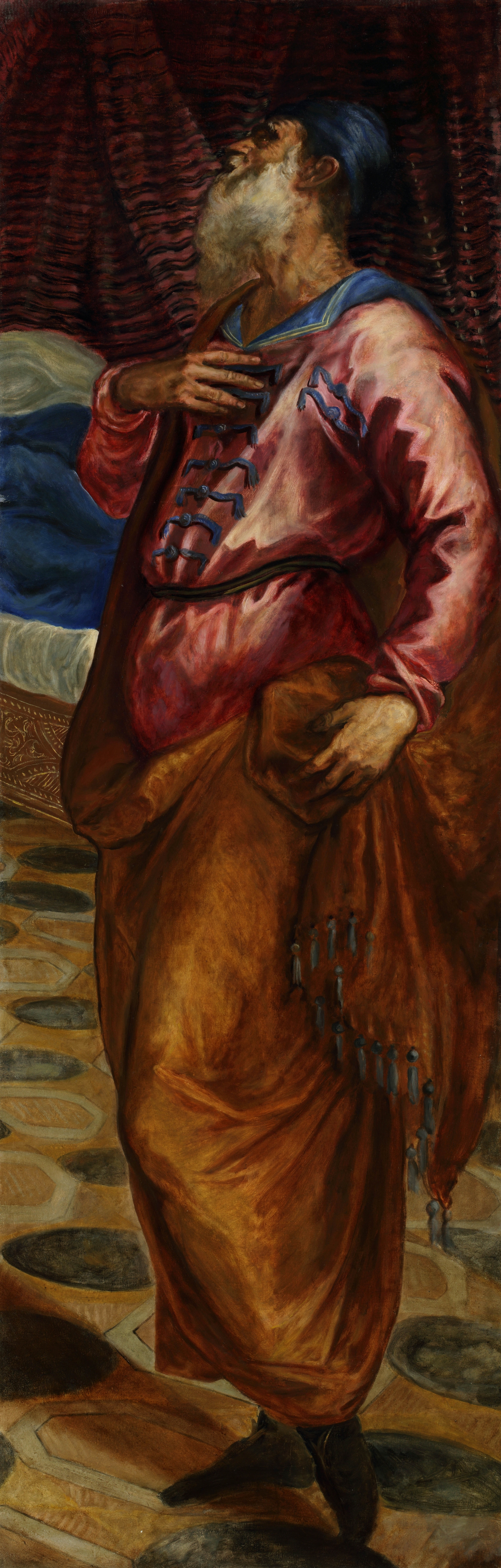  ZACHARIA   Copy of fragment from The Birth of St John the Baptist by Tintoretto    2016    Oil on canvas    170 x 55 cm  