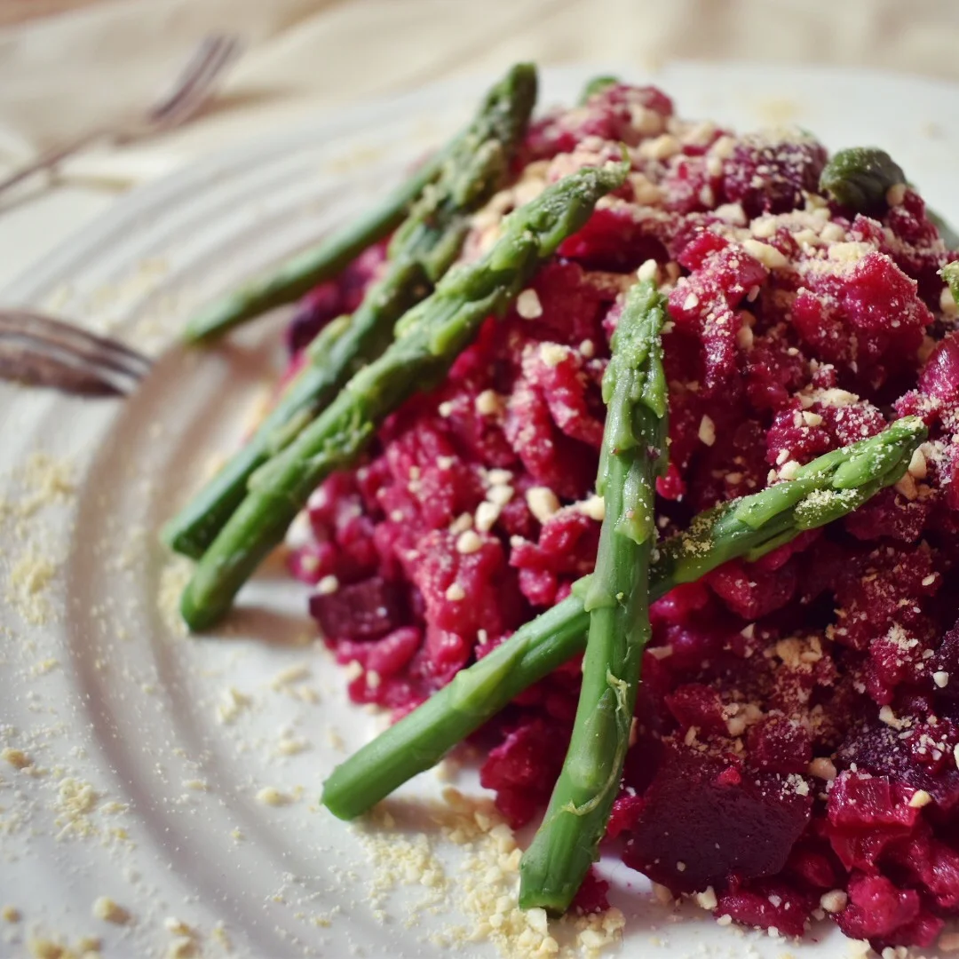 Vegan beetroot an white wine risotto recipe