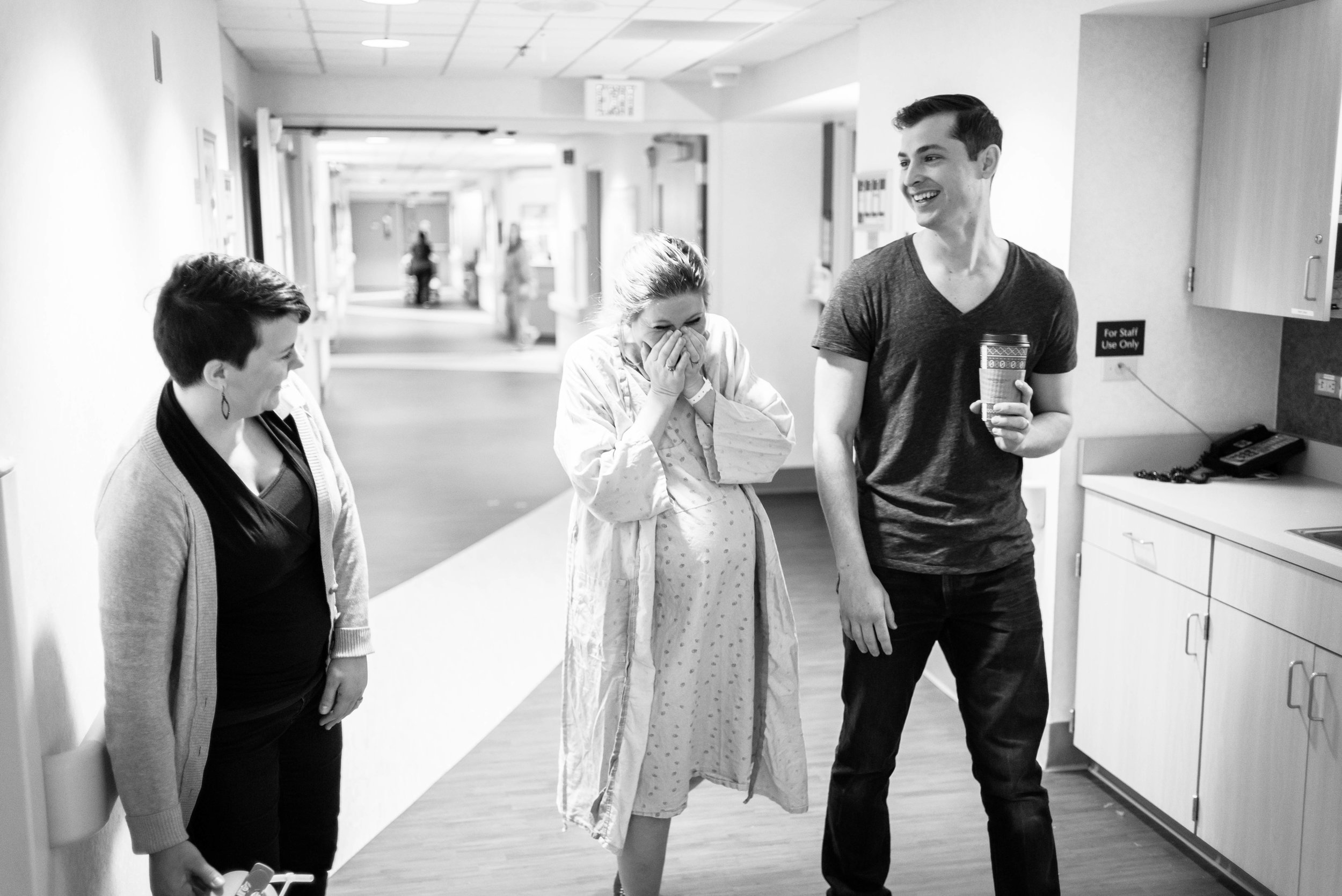 walking the halls to kickstart labor. he was telling us about his proposal to her, she was cracking up at the memories they share