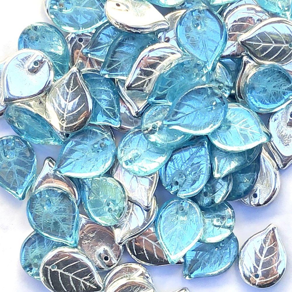 Transparent Green Leaf Czech Glass Beads Loose Beads For Jewelry