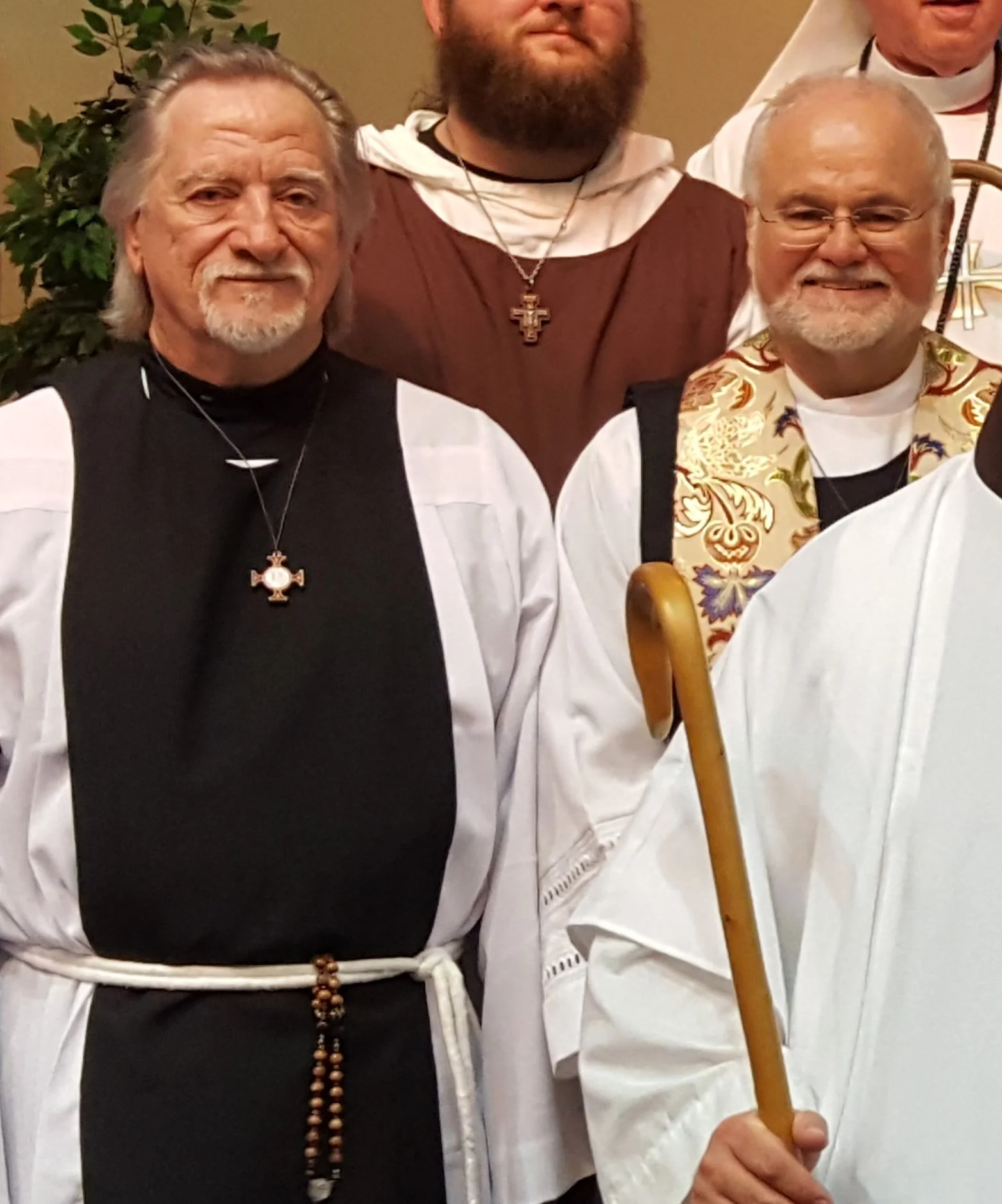 Br. Roy wearing his Benedictine scapular for the first official time with Fr. Jim 