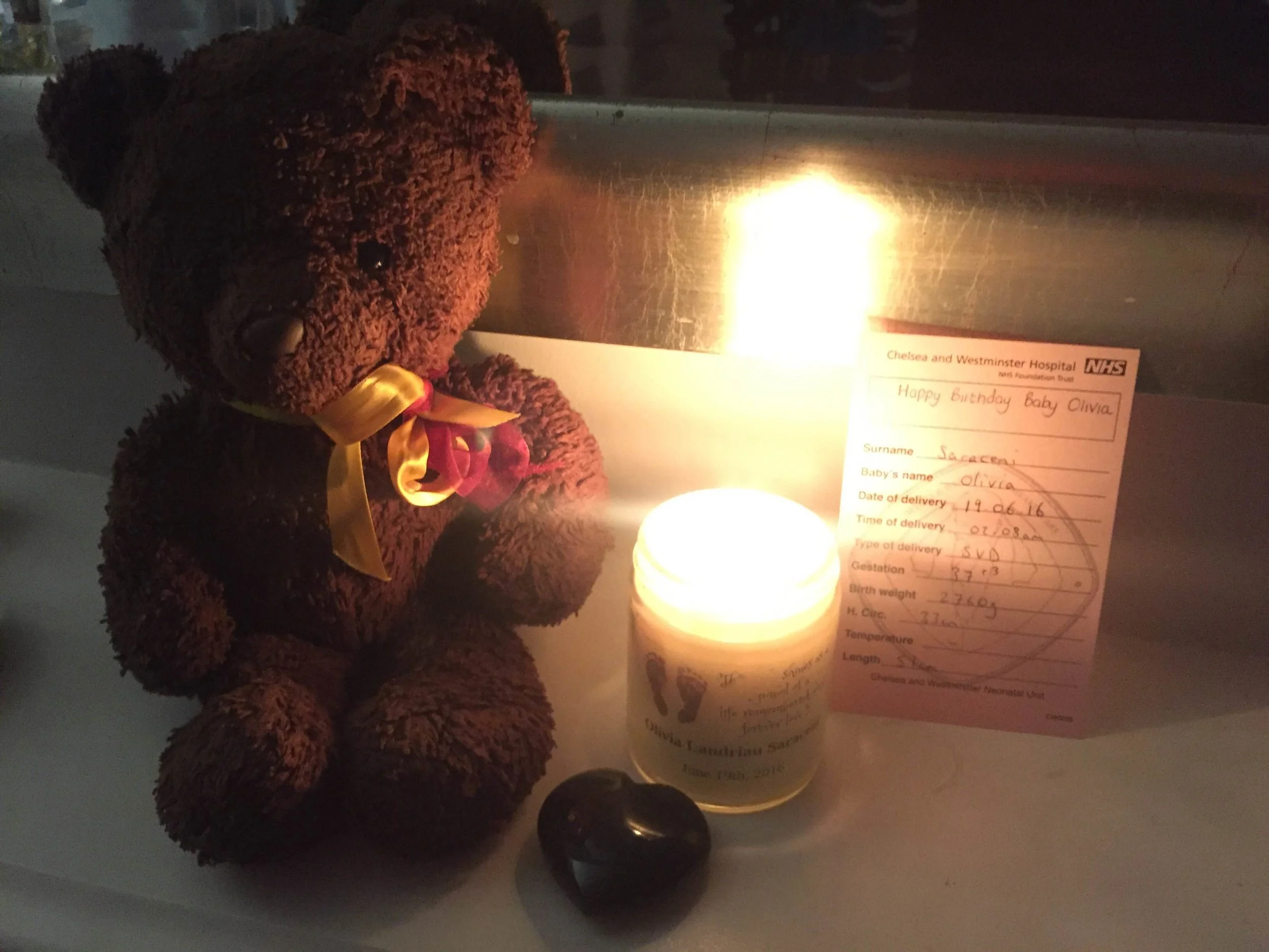 Osi, Olivia's faithful companion and the candle specially made for her by Tía Titi