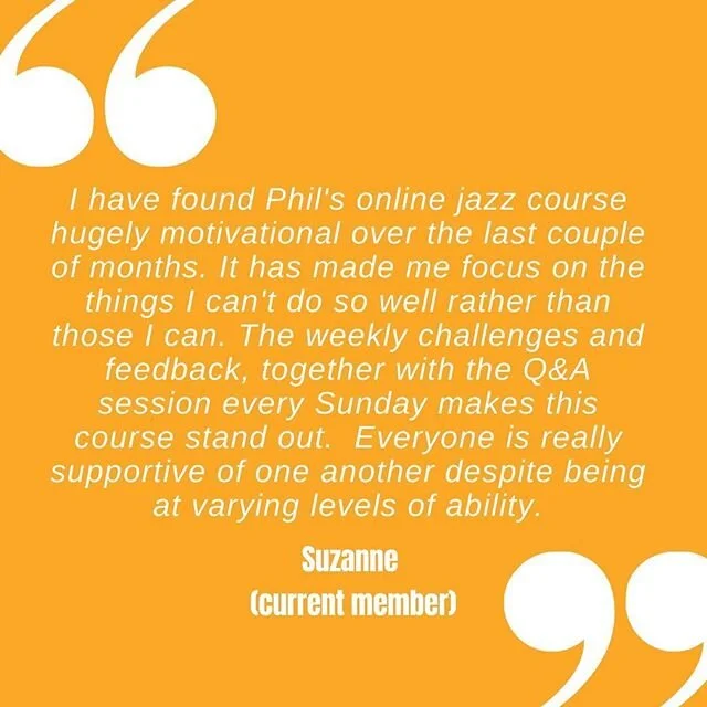 🙌🏼 I&rsquo;ve been trialling my online jazz school over the past two months and the founding members have helped to shape it into something we&rsquo;re all very proud to be a part of. 😆 .
If you know someone looking to level up their jazz skills, 