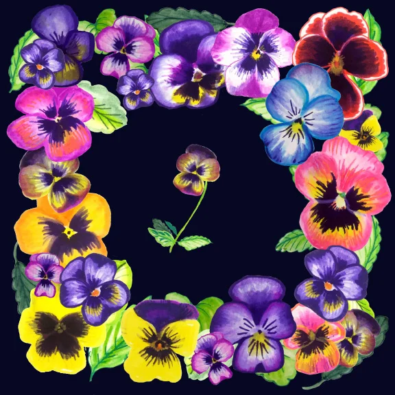 Pansies hanky navy ground.jpg