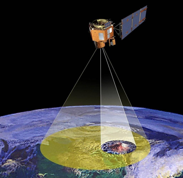 Artist’s rendering of of Earth-Observing-1, an Earth science satellite that used AI to study lava lakes in an Icelandic volcano. JPL