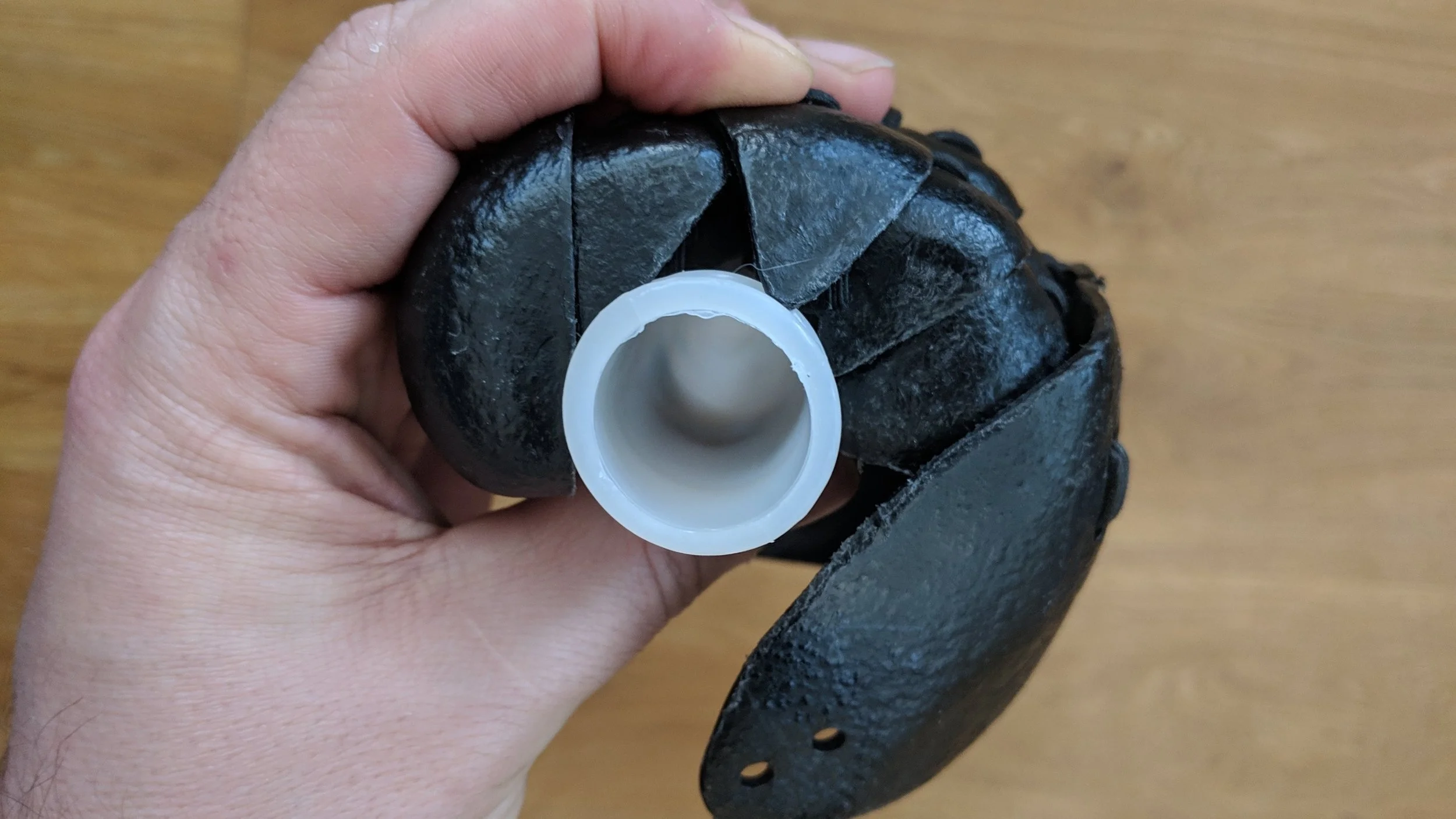 With just a little pressure in between the plates, they’ll slip right off the hilt and expose your finger to serious injury.
