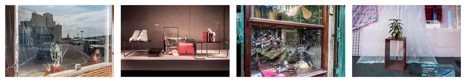 Shop windows. Iowa 2017, Paris 2018, Hanoi 2016, Havana 2017