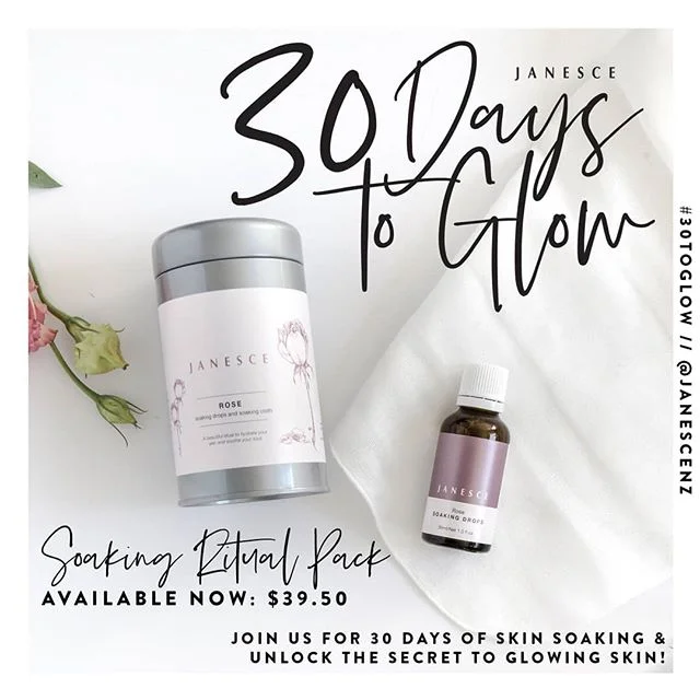 #30TOGLOW starts this Friday 1st November! ✨
Join us for 30 days of skin soaking, as we show you how to unlock the secret to glowing skin!

Download your free EBOOK here: https://janesce.co.nz/30-days-to-glow/

Pop in to the clinic tomorrow & grab your pack or order online tonight with free delivery in New Plymouth tomorrow.

#30toglow #janesce #beautynewplymouth