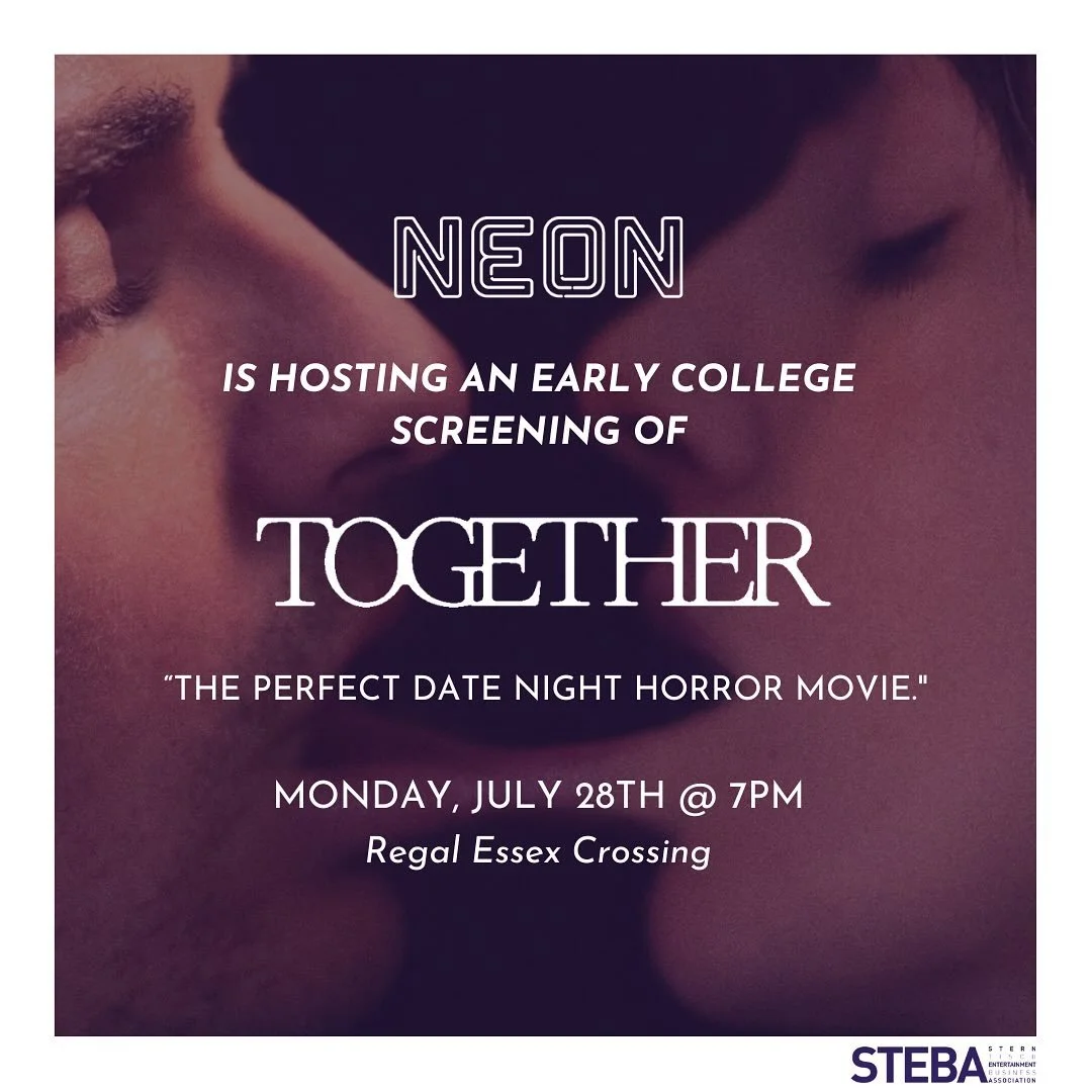 @neonrated is hosting a free early college screening of TOGETHER, &ldquo;the perfect date night horror movie.&rdquo; Link in bio to RSVP

Location: Regal Essex Crossing
Monday, July 28th

6:00pm - Doors Open
7:00pm - Screening
