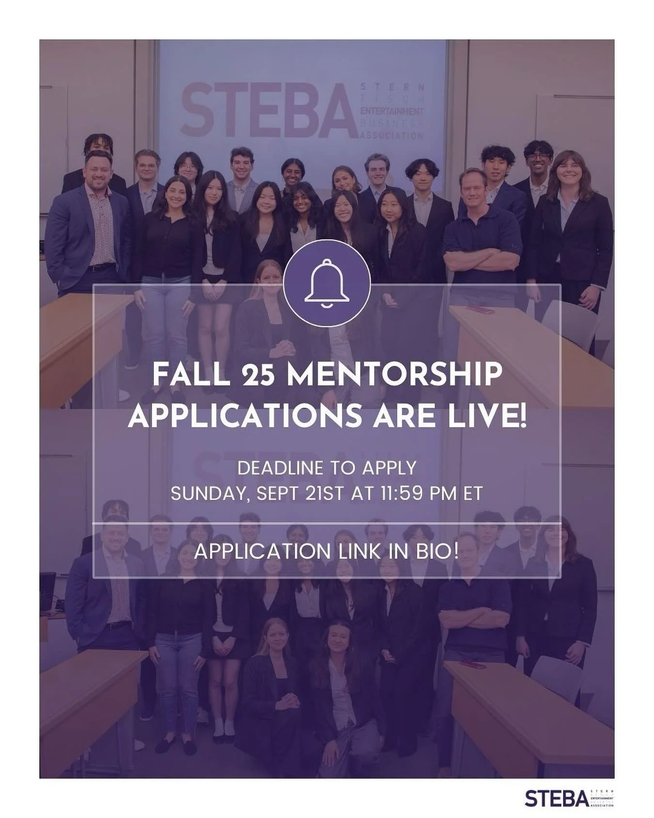 Interested in a career in entertainment? Apply to our mentorship program! Applications are now LIVE at the link in our bio 🚨‼️

💜 Want to learn more? Join us at 8pm on September 18th (right after our general meeting) to hear from a panel of past me