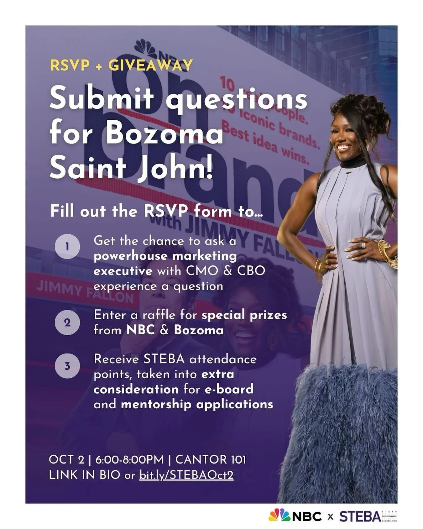 Want to ask a powerhouse marketing executive with CMO, CBO, &amp; Head of Marketing experience at Netflix, Endeavor, Apple Music, &amp; Uber a question? Submit your questions to our RSVP form for the chance to ask Bozoma Saint John at our &lsquo;On B