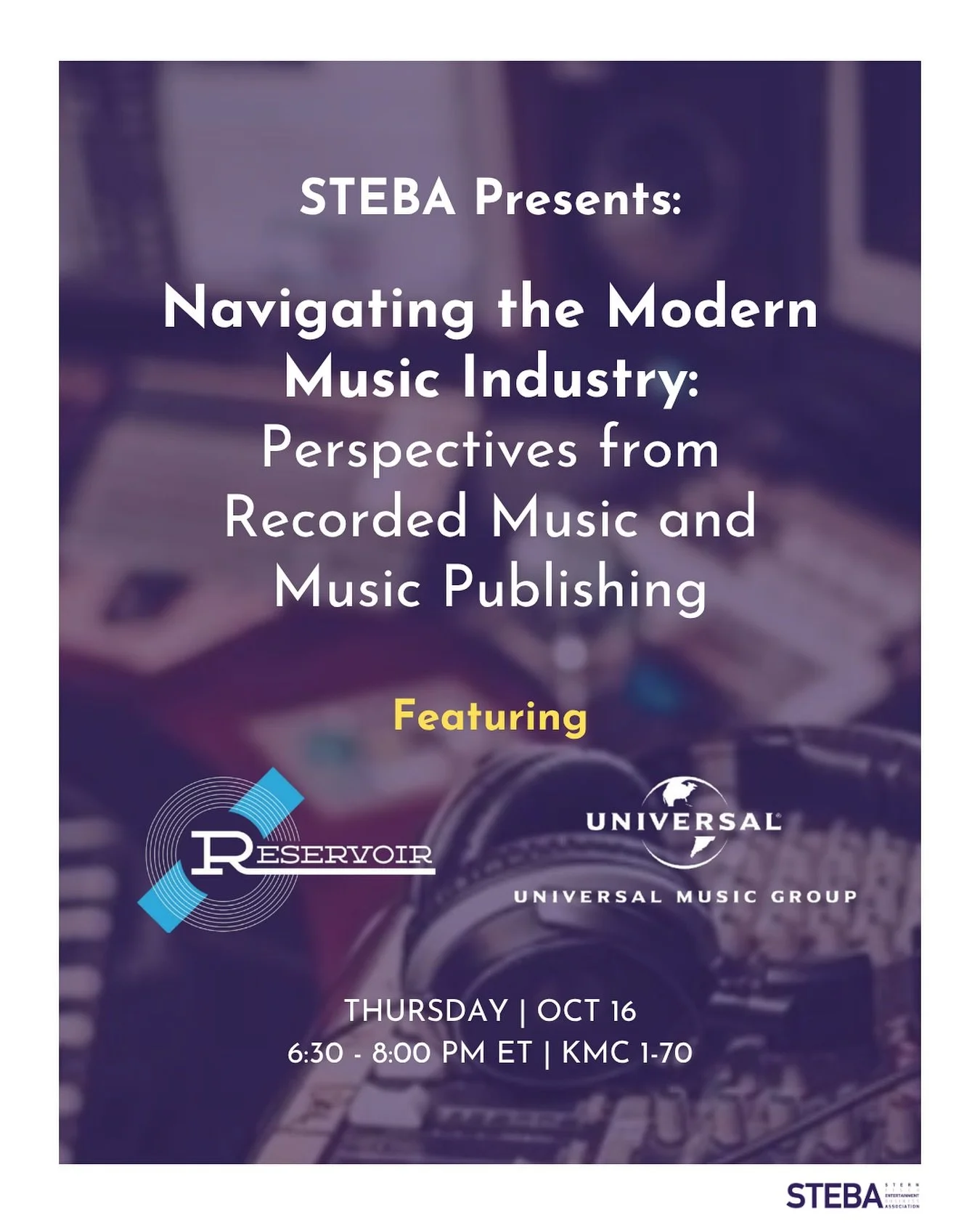 Behind every hit song is a team of people shaping the sound and business of music 💜🎧
Join STEBA to hear from professionals at Universal Music Group and Reservoir as they discuss their journeys, the roles driving the industry forward, and how to bui