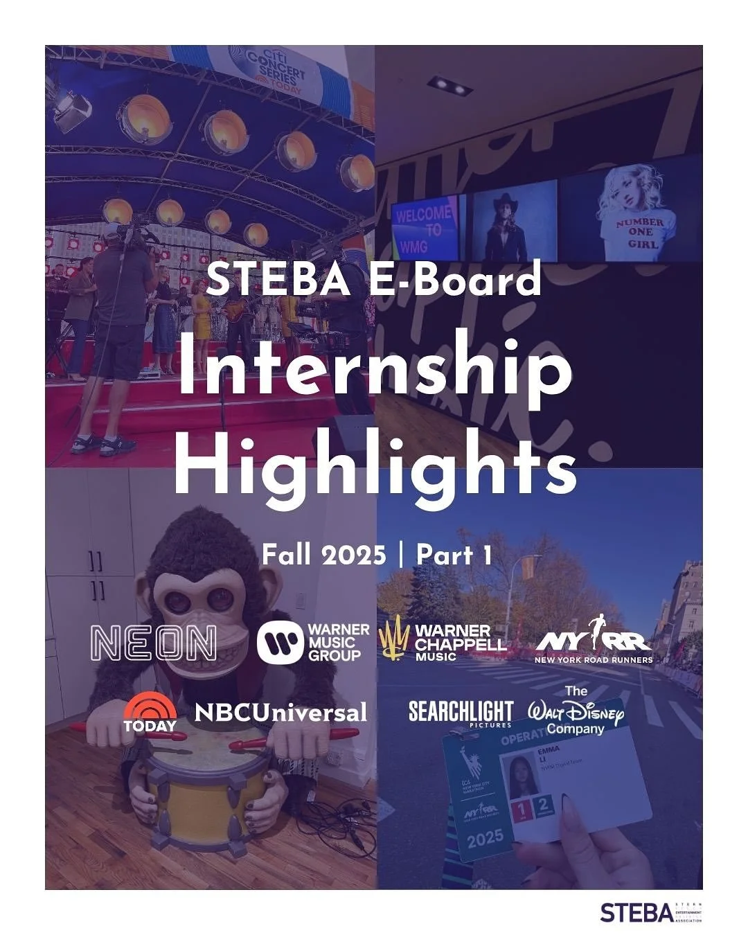 Check out what some of our E-Board has been up to this semester, across film, TV, music, and sports! 🎥📺🎶🏃

Want to join the STEBoard? Stay tuned for applications coming out soon! 👀