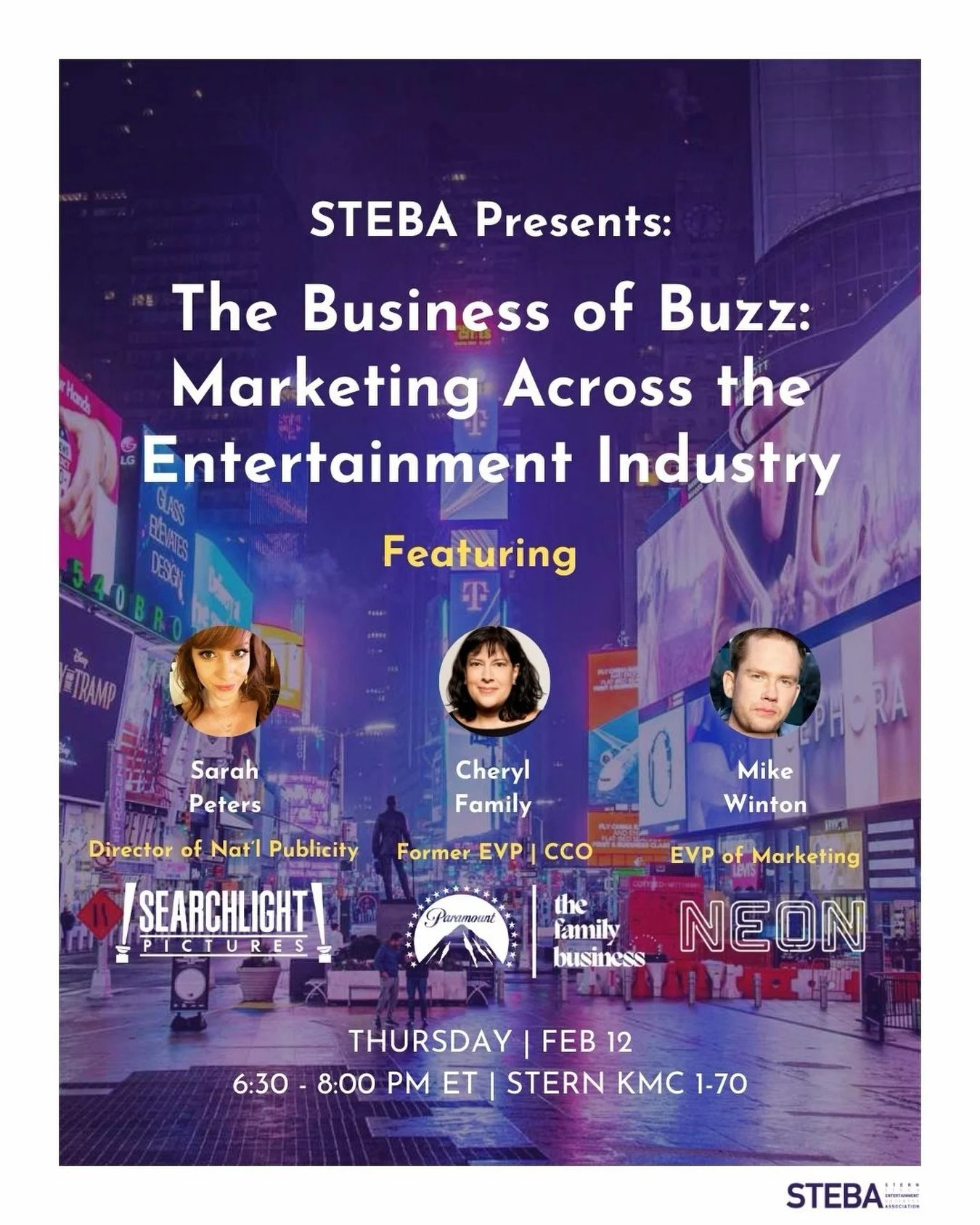 The Business of Buzz: Marketing Across the Entertainment Industry 🎬

Join us for an inside look at how marketing, publicity, and creative strategy drive cultural moments across film and media. Hear from Sarah Peters, Director of National Publicity a