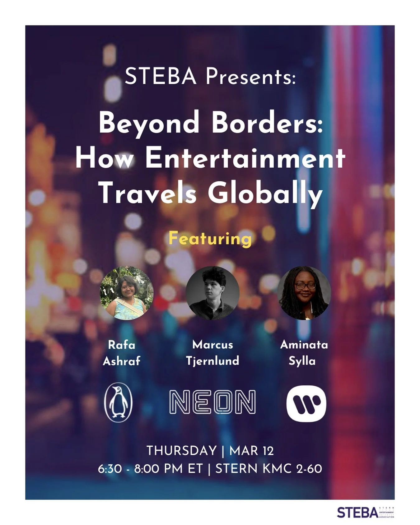 Entertainment has no borders. 🌍🎬

Join STEBA for Beyond Borders: How Entertainment Travels Globally, a panel exploring how stories, music, and media cross cultures and reach audiences around the world.

Hear from industry professionals who will sha