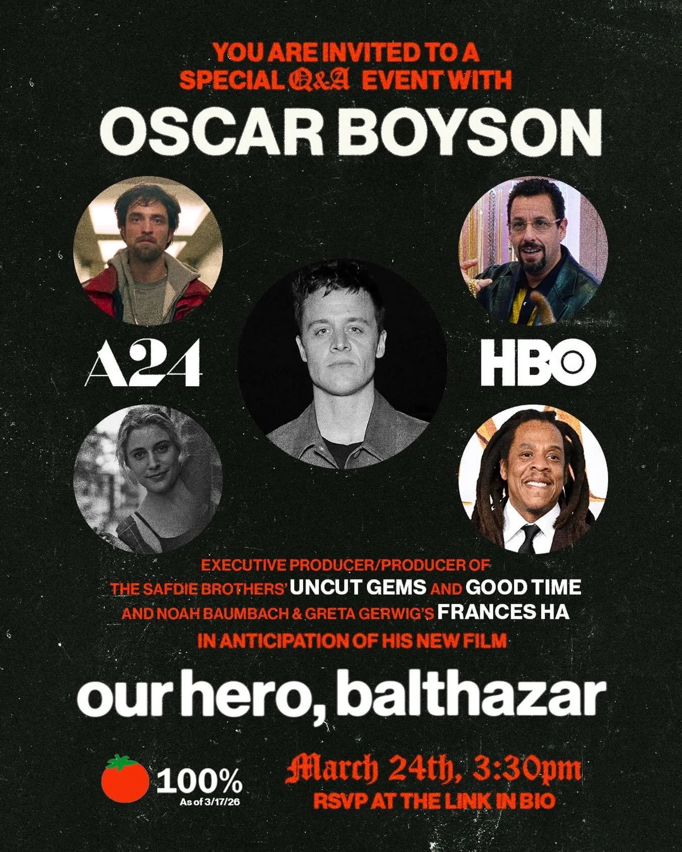 Want to speak with the A24/HBO producer of Uncut Gems, Good Time, and Greta Gerwig, Jay-Z, &amp; Noah Baumbach projects? 

STEBA, in association with @ourherobalthazar &amp; @dka_nyu, invites you to RSVP to this career conversation &amp; student Q&am
