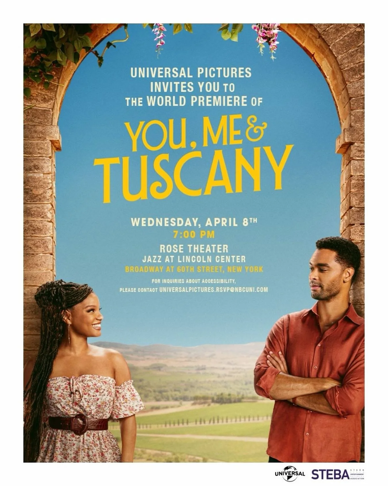 STEBA and Universal Pictures are offering our current and past STEBA mentees an exclusive opportunity to attend the world premiere of YOU, ME &amp; TUSCANY, starring Halle Bailey and Reg&eacute;-Jean Page! 🇮🇹✨

If you&rsquo;re a current or past STE